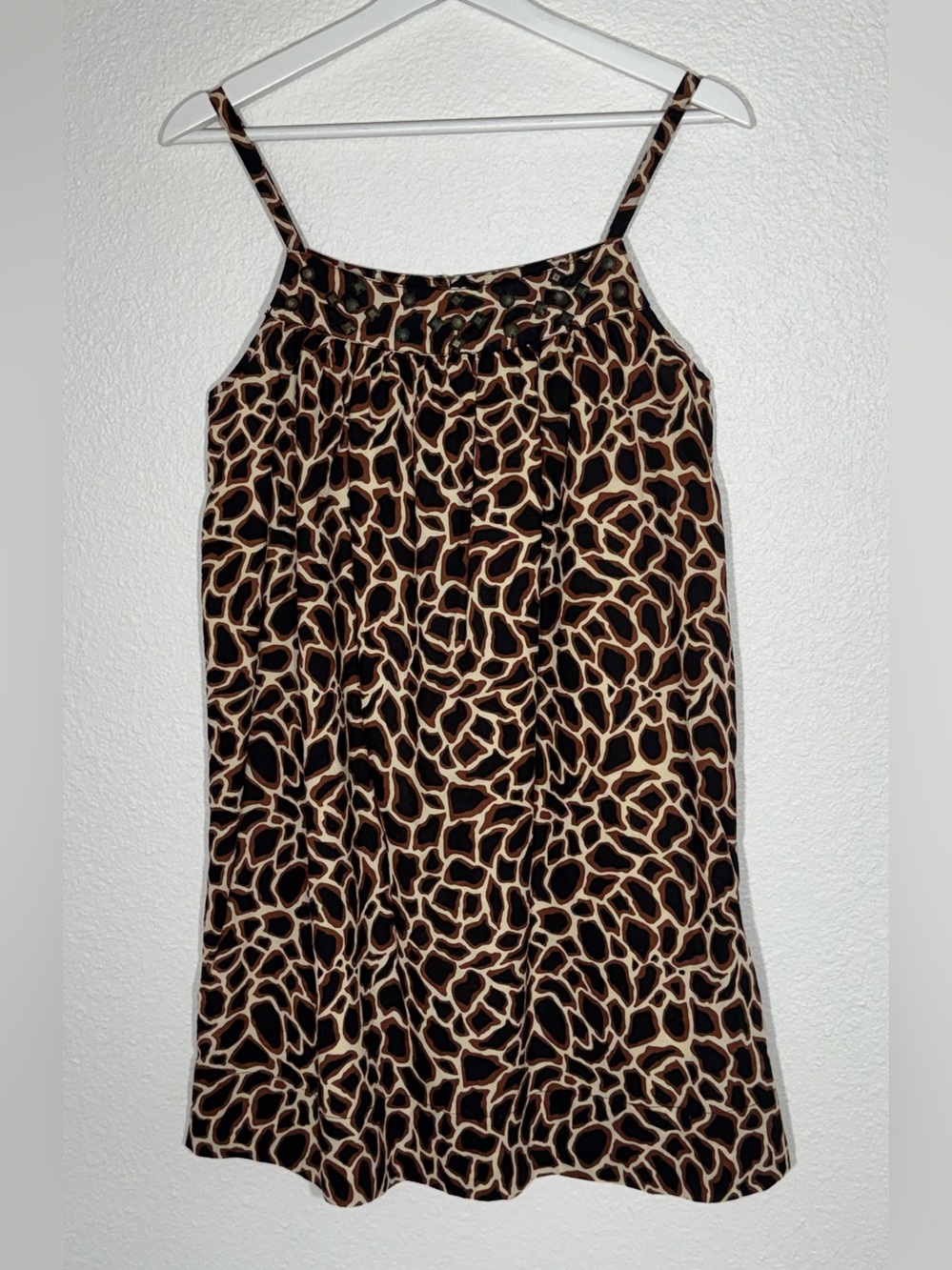 Animal Print Spaghetti Strap Mini Dress in Black and Tan by Pink Twill